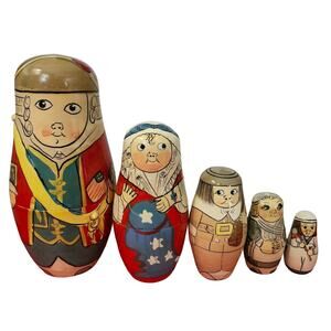 Lot 5 Vintage Authentic Models Civil War Russian Nesting Dolls Painted Soldier